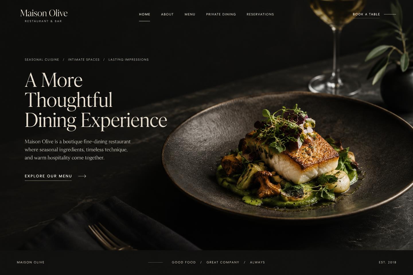 Maison Olive — restaurant concept website