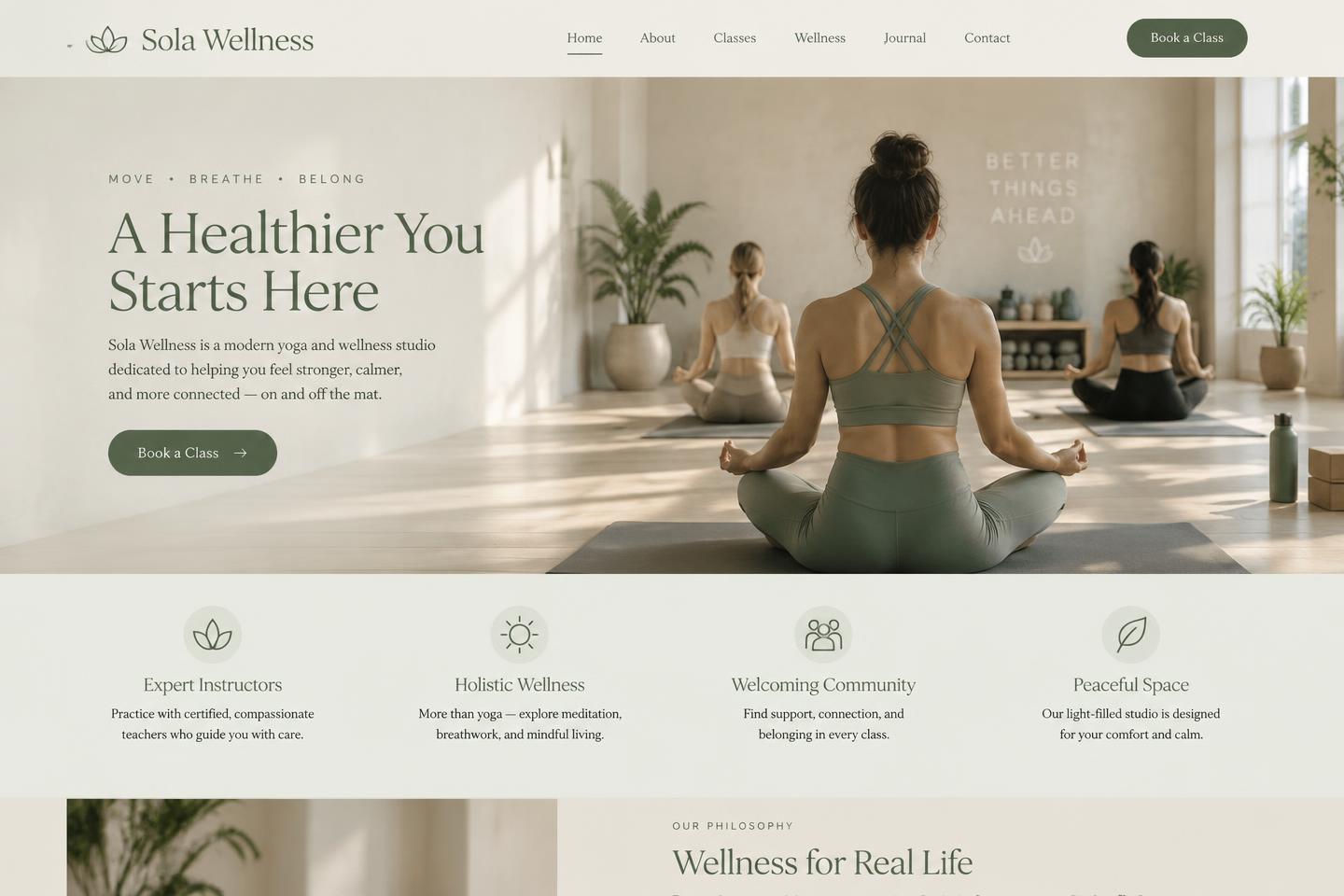 Sola Wellness — wellness concept website